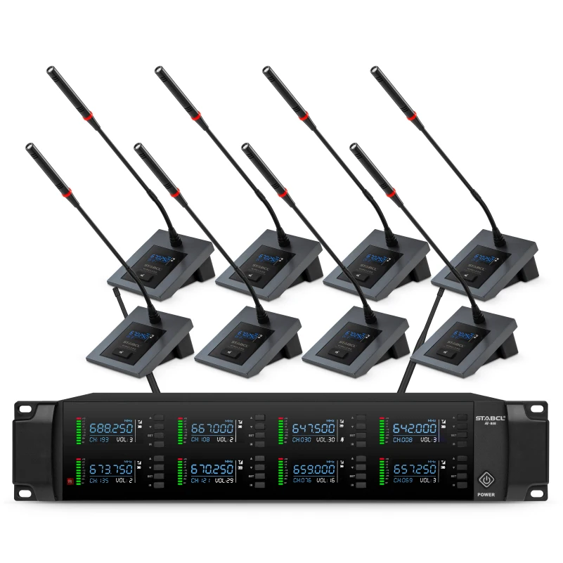 

ST-808 Wireless Microphone Gooseneck Microphone Professional 8 channel UHF System for Karaoke KTV Live Stage Performance Teachin