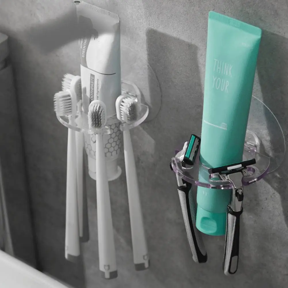 Toothbrush Holder Toothbrush Storage Holder Wall Mounted Toothpaste with Shaver Organizer Strong for Bathroom