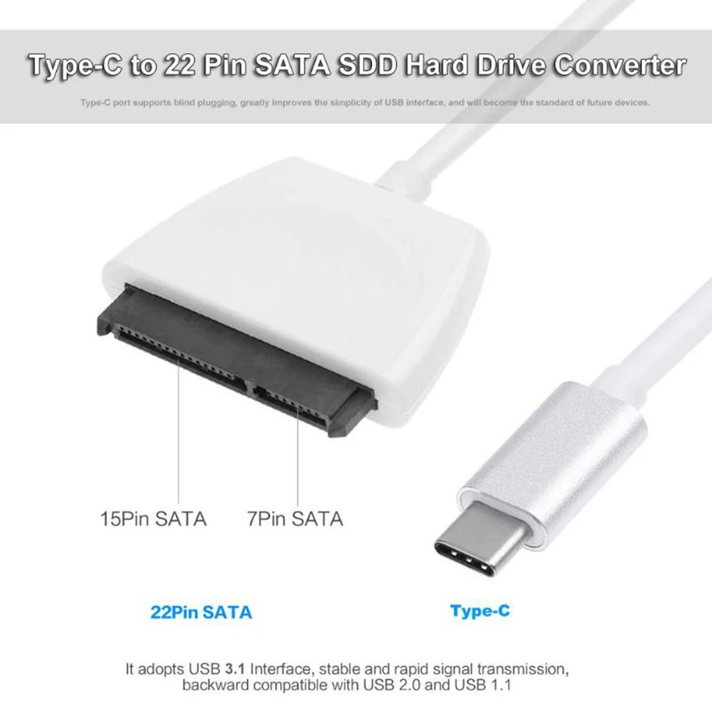 USB 3 1 Type C to Sata Cable USB C 22Pin HDD SSD Adapter Cord