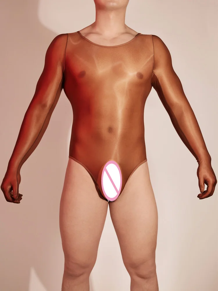 Sexy Men Oil Glossy Shiny Bodysuit for Men Bodysuits