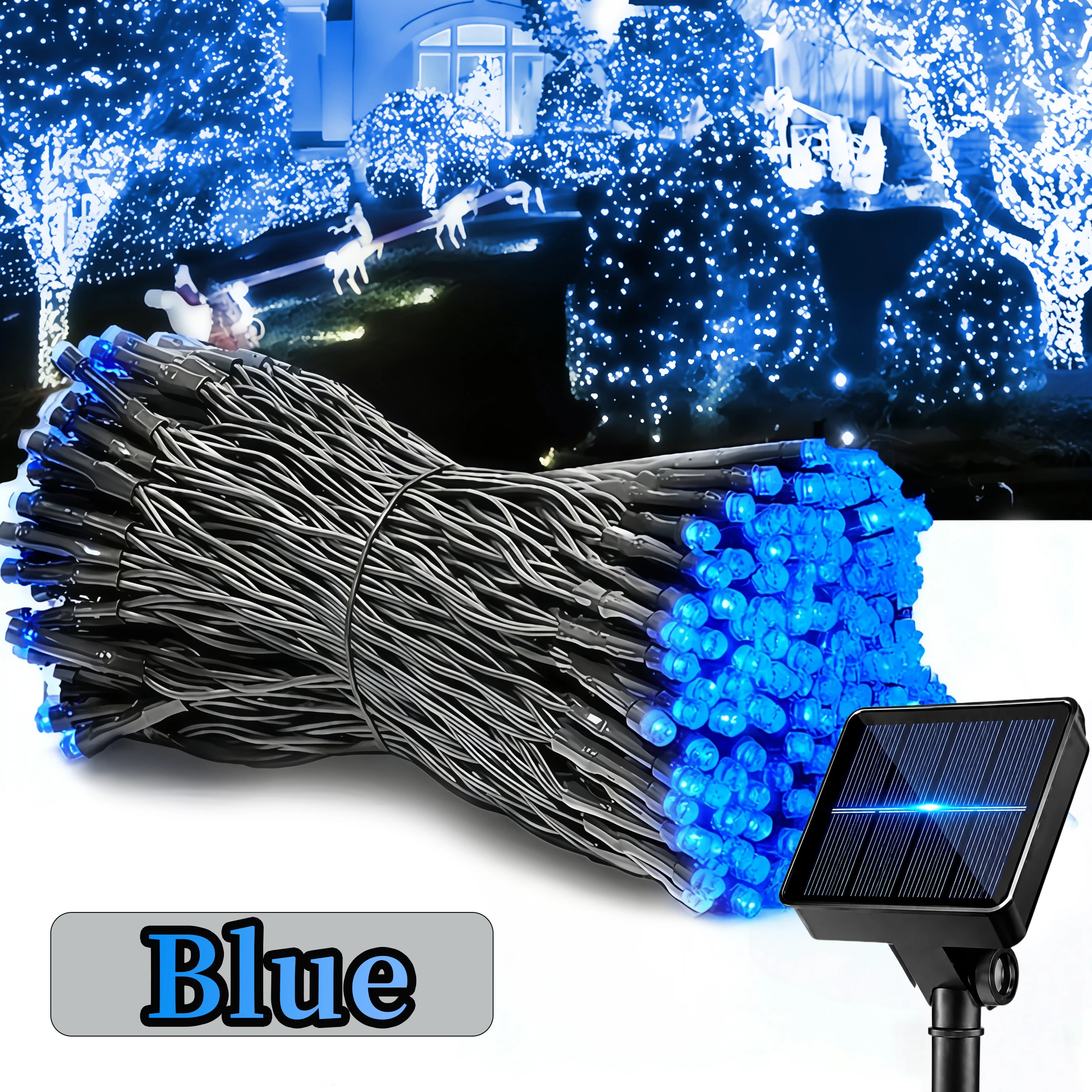 Solar Powered LED String Lights - 8 Modes, Waterproof Outdoor Decorative Lighting for Garden, Patio, and Events