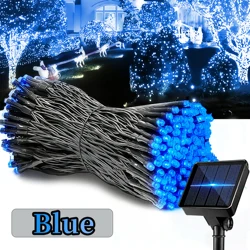 Solar Powered LED String Lights - 8 Modes, Waterproof Outdoor Decorative Lighting for Garden, Patio, and Events (Blue)