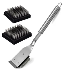 Premium BBQ Grill Cleaning Brush and Scraper - Wire Bristles, 16.5” Heavy - Duty Outdoor Grill Cleaner (1 Brush 2 Head)
