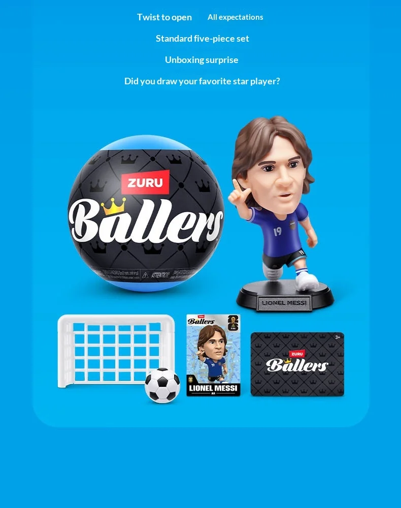 Caja Sorpresa Oficial Zuru Fifa Ballers 2026 con Figura de Acción de Estrella de Fútbol Messi Mbappe, Coleccionable y De