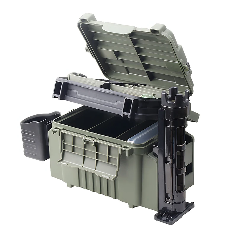 Scatola Per Attrezzatura Da Pesca Scatola Per Attrezzatura Da Pescatore Multifunzione Scatola Per Canna Da Pesca Addensata In Plastica Organizzatore P