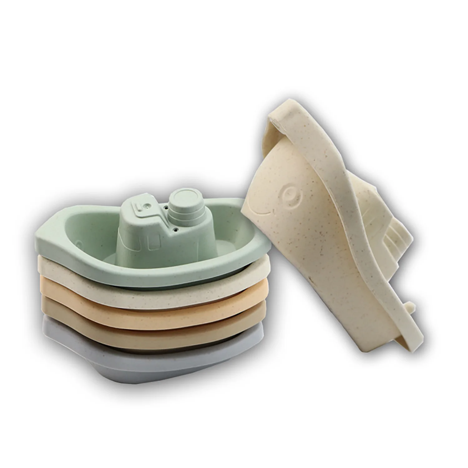 Bathroom stacked boat water toy, Bathroom bathing water play, Baby happy to play while bathing