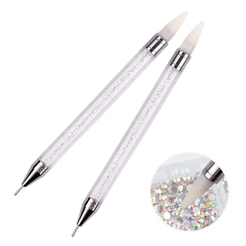 Nail Art Pen Nail Art Picking Tools Rhinestone Picker Pen Nail Art Brush Nail Art Tools Rhinestone Picking Tool 2 Pcs Nail Art Dotting Pen Double End Painting DIY Brush Rhinestone Handle Diamond Picker Manicure Dotting Tool