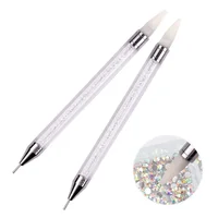 2 Pcs Nail Art Dotting Pen Double End Painting DIY Brush Rhinestone Handle Diamond Picker Manicure Dotting Tool Nail Accessories 1