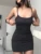 Summer New Solid Color Sundress Sexy Spaghetti Strap Camisole Mini Dress Women Club Party Dresses Bodycon Sleeveless Dress Black