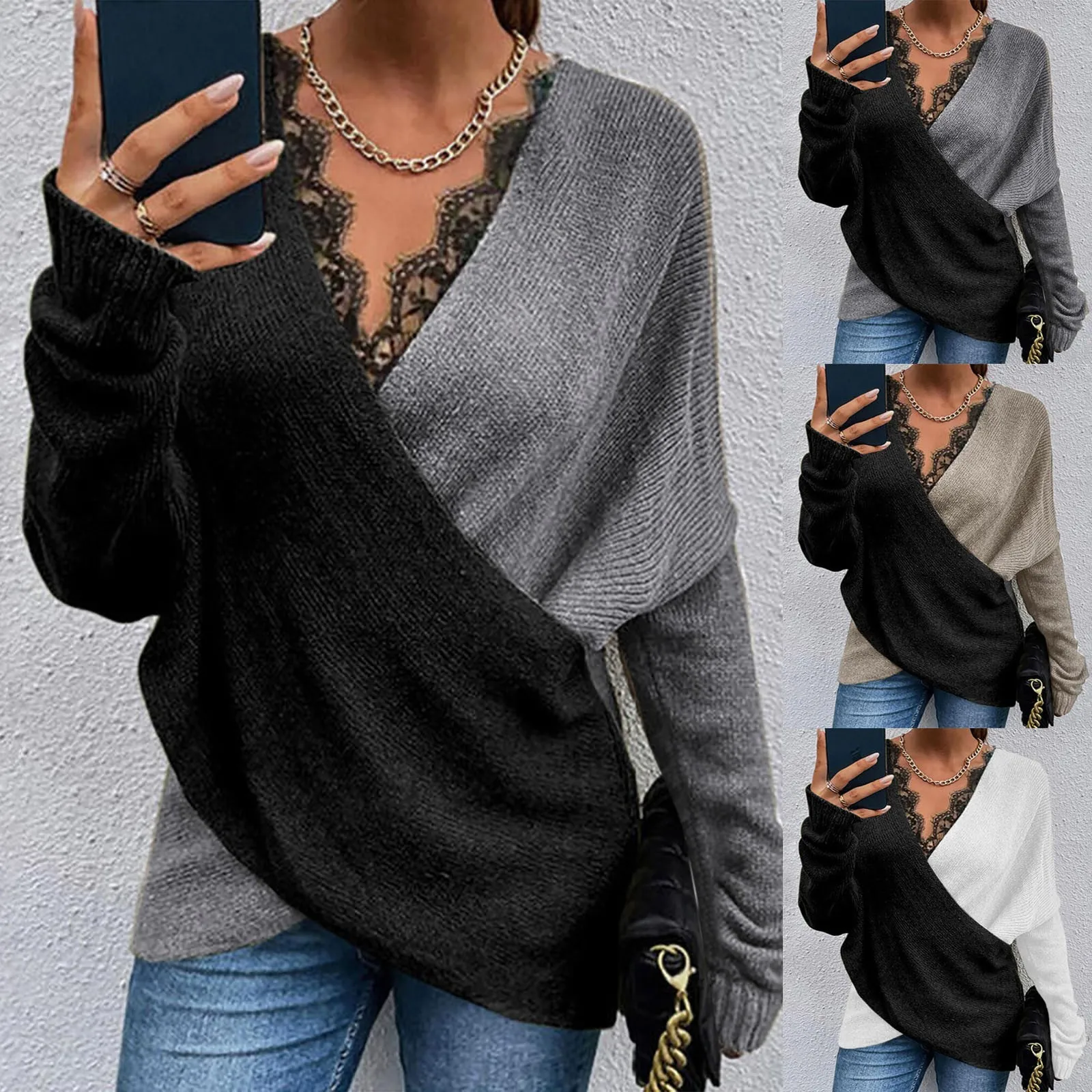 Long Sleeve Black Wrap Sweater Long Sleeve Sweater Wrap Top 2023