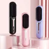 Adjustable Temperature Hair Brush Cordless Hair Straightener Brush with Fast Heating Negative Ions for Fluffy Curly for Electric 2