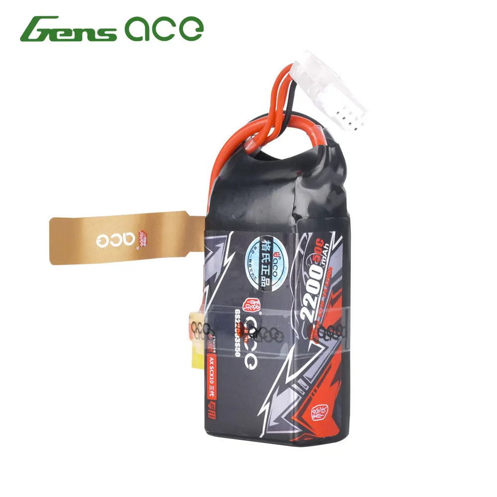 Connecteurs XT60 et T Plug de la batterie LiPo Gens ACE 3S 11.1V 2200mAh 50C pour RC.