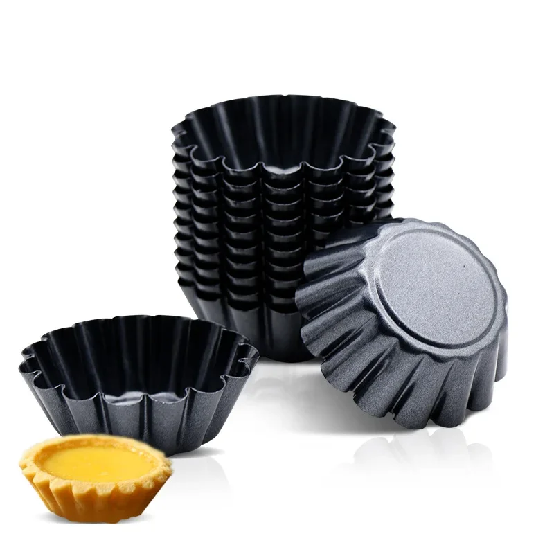 

4/6/8/12pcs Non-stick Tart Mold Quiche Flan Pan Carbon Steel Tart Pans Cupcake Reusable Egg Tart Tartlet Muffin Cup Baking Mold