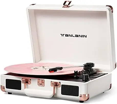 

Vinyl Record Bluetooth Vintage 3-Speed Portable Suitcase Turntables with -in Speakers, Belt-Driven LP Support USB Recording AU