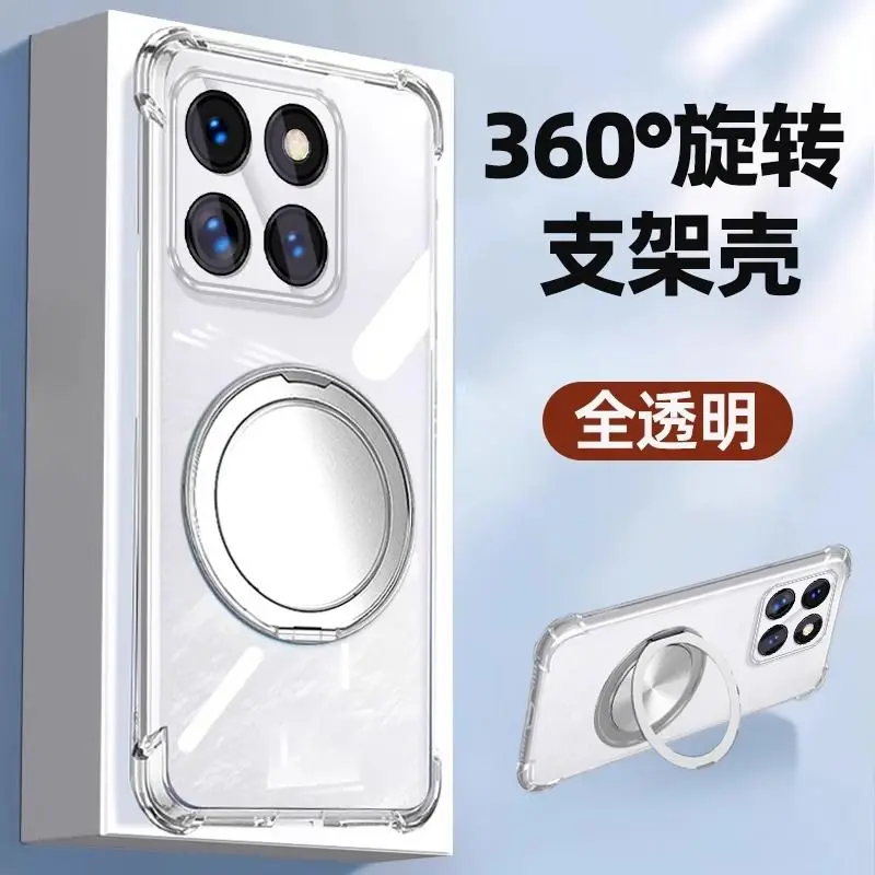 360° Rotating Stand Transparent Shockproof TPU Case with Magsafe Compatibility