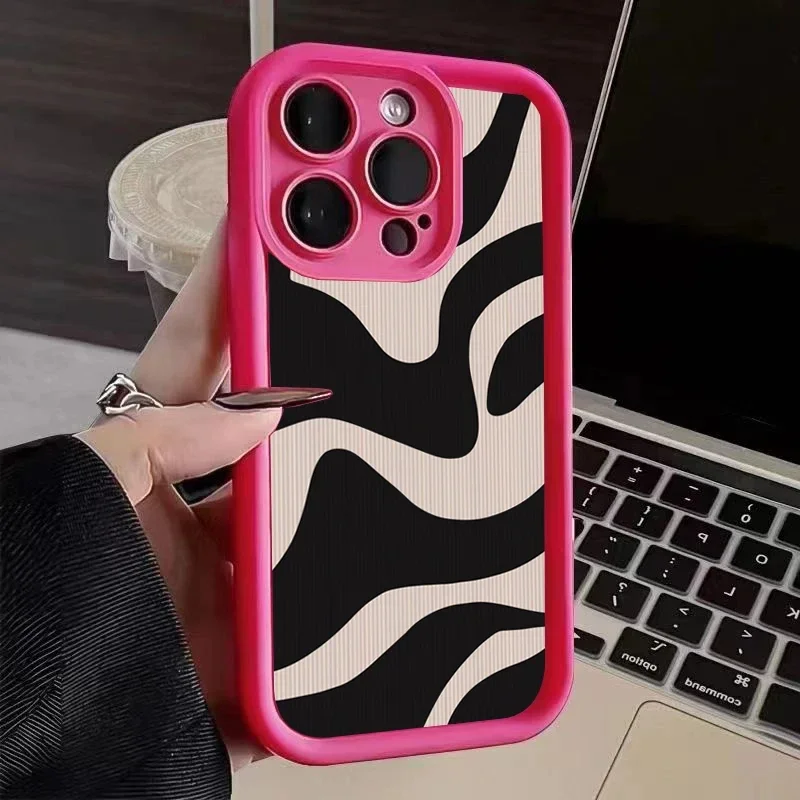 thumbnail image 1 of Fashion Zebra Stripes Lattice Pattern Silicone Case For iPhone 15 14 13 12 11 Pro Max XS X XR 7 8 Plus SE 2020 Shockproof Cover, 1 of 5