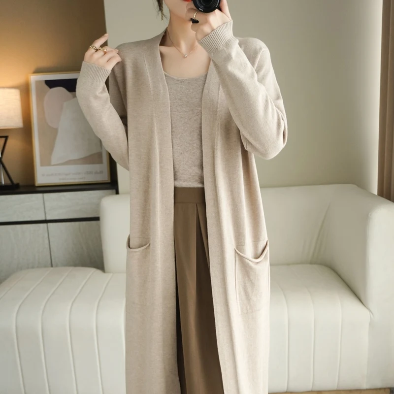 

Women's Cashmere Cardigans 2023 New Style For Autumn And Winter Casual Long Knitted Cardigan Women Sweater Coat V-Neck Cardigans