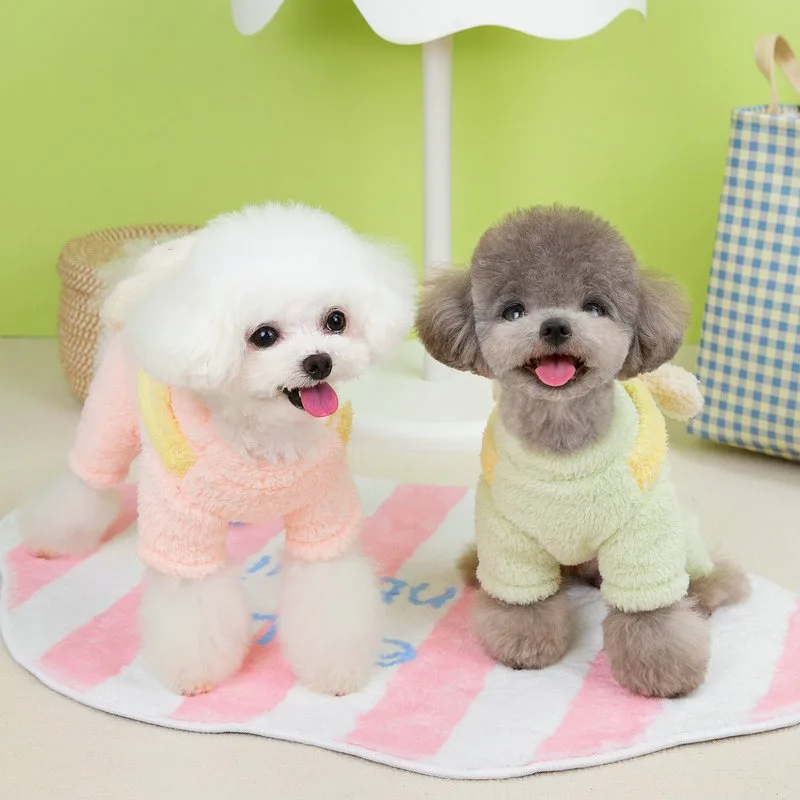 귀여운 배낭 개 양털 코트 두꺼운 따뜻한 강아지 의류 애완 동물 네 다리 옷 테디 바이커 바디 슈트 XS-XL
