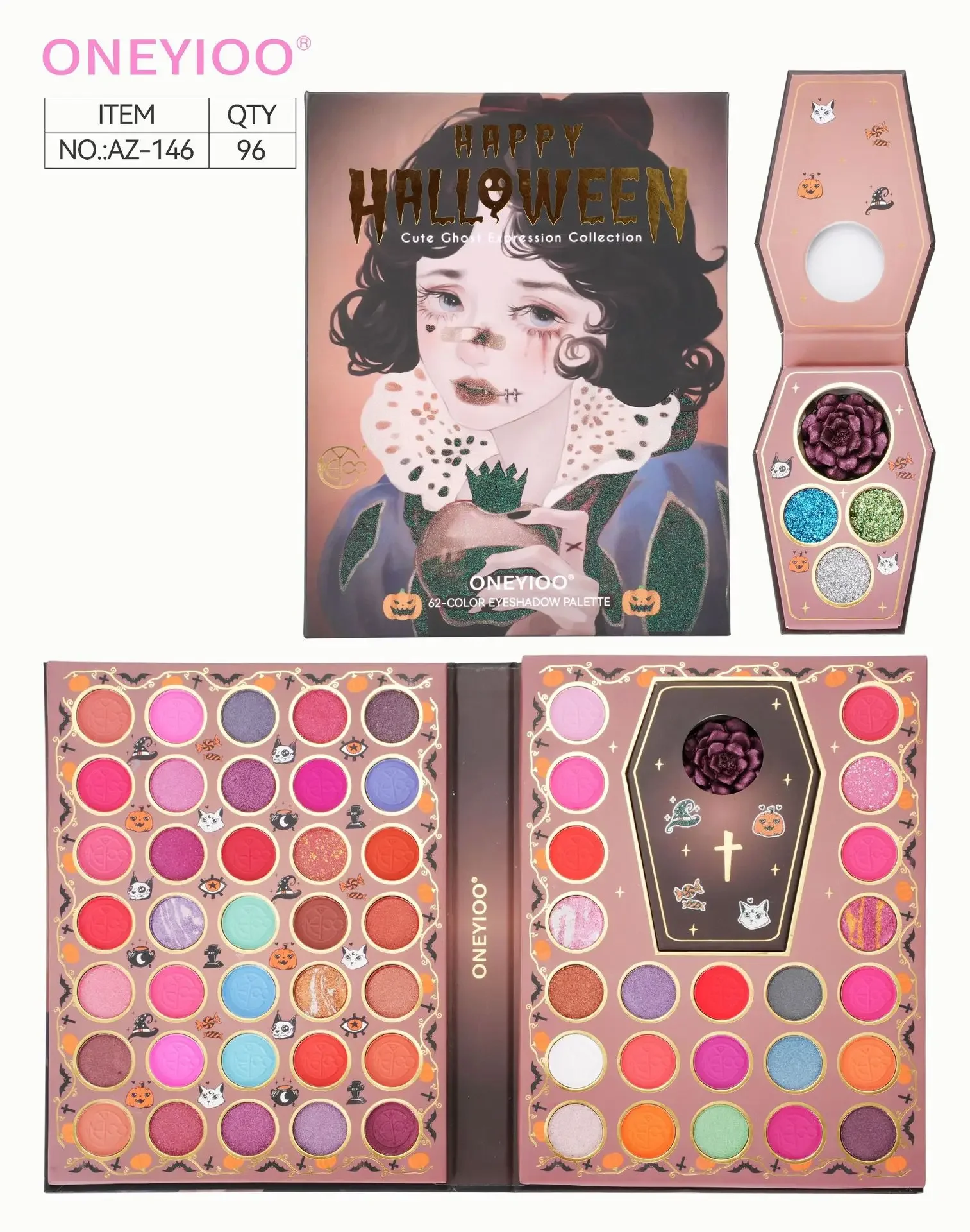 70 Colors Cartoon Pattern Eye Shadow Plate Sets Box Matte Pearlescent with Brush Makeup Neon Eyeshadow Palette Gliter for Eyes