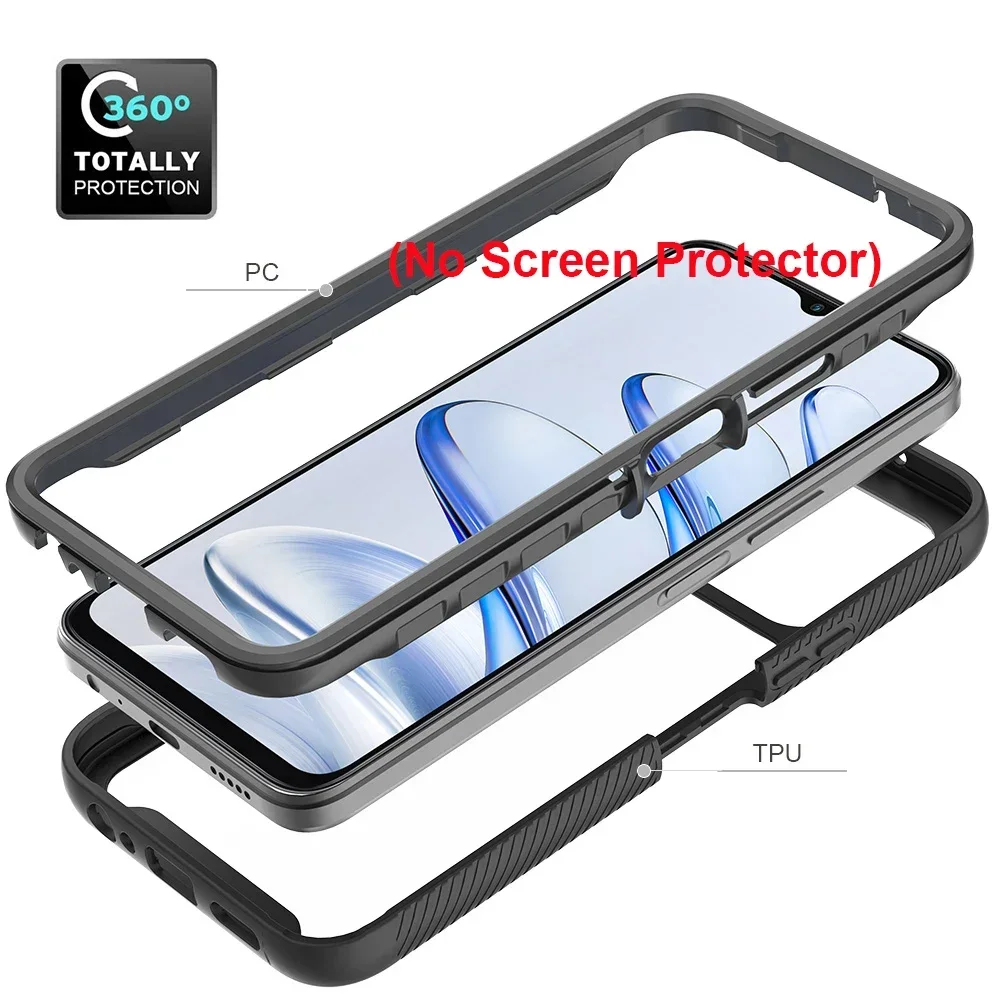 Heavy Duty Protective Rugged Armor Shockproof Phone Case with Transparent Back and Soft TPU Frame