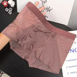 Ultra Thin Ice Silk Men's Quick - Dry Transparent Boxer Shorts - 3XL  75 - 90kg (Red)