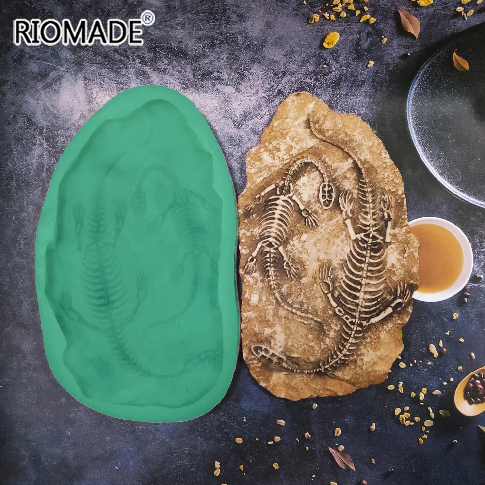 Stampi in silicone a forma di fossili di dinosauro, fai da te, in resina epossidica, per dolci, gelatine, mousse