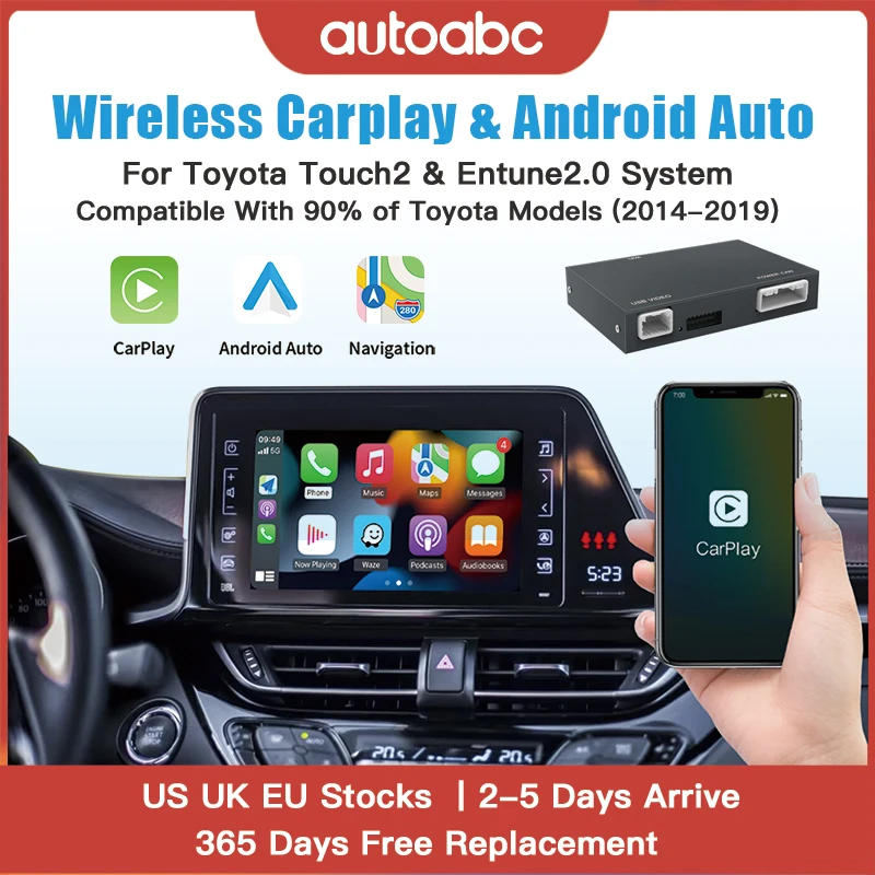 AUTOABC Carplay Android Auto für Toyota Touch2 Entune 2,0 Highlander Tundra Sienna Prius Yaris Camry CHR Modul Multimedia