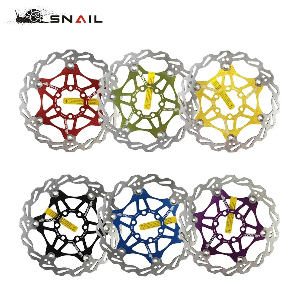 SNAIL 160/180/203mm Bicycle Floating Brake Disc Rotor cycling MTB Bike Brake Accessories Ultralight Shimmano Brakes