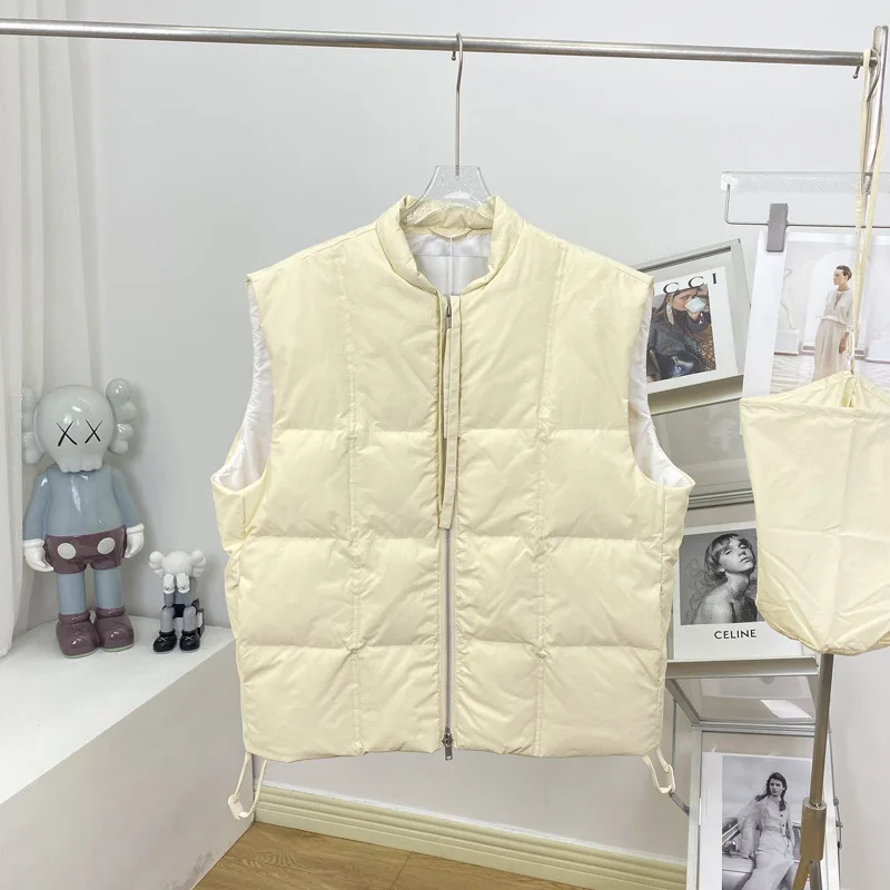 

Women's silhouette down vest round neck casual simple lady sleeveless down coat