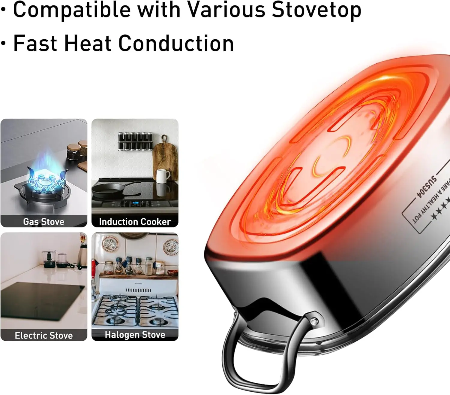 Stainless Steel Fish Steamer - Multi-Use Square Steaming Cookware with Rack, Ceramic Plate, Chuck, Oven Mitts - Sto 6