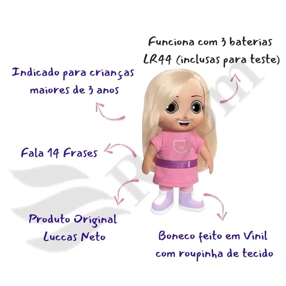 Figura em vinil infantil, boneca Luccas Neto, brinquedos falantes