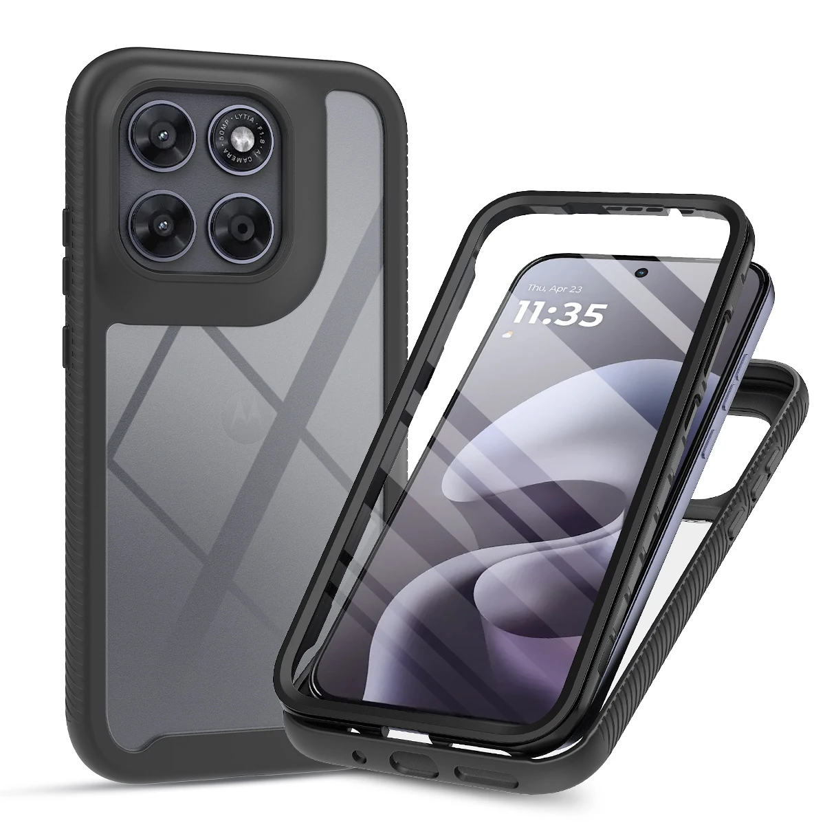 Transparent Shockproof Armor Phone Case with Full Coverage Screen Protector
