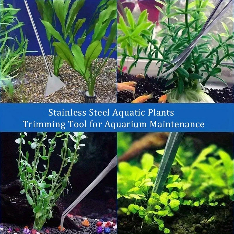 Stainless Steel Aquarium Scissor/Tweezers Tool Long Aquarium Cleaning Plant Spatula Tool Fish Tank Maintenance 1pc Tweezer Tool
