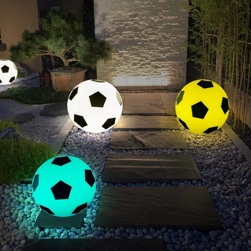 

LED outdoor luminous ball light lawn floor to ground landscape solar rechargeable football light courtyard round football