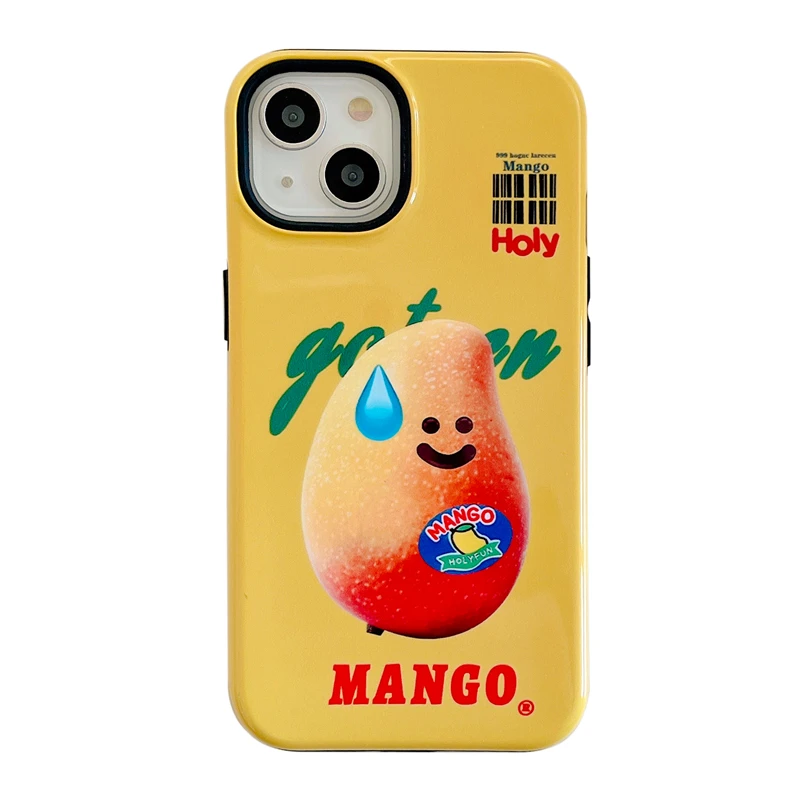 크리에이티브 INS 재미있는 어색한 망고 강화 시크 케이스, 아이폰 14, 13 프로 맥스, 12, 11 프로 맥스, 카파용 후면 휴대폰 커버, 2 인 1 