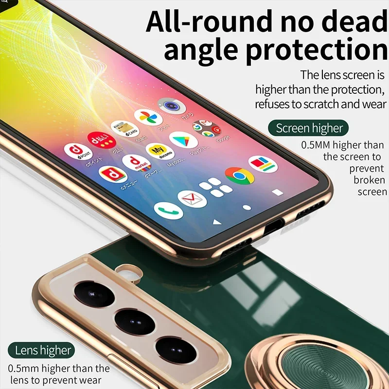 Electroplated Soft Back Phone Case with Ring Holder
