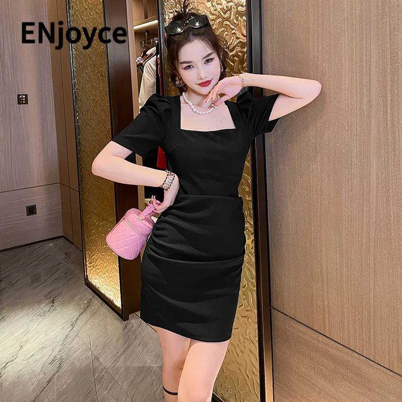 

Женское облегающее платье Enjoyce, элегантное платье в Корейском стиле с квадратным вырезом для выпускного вечера, лето, платье летнее женское