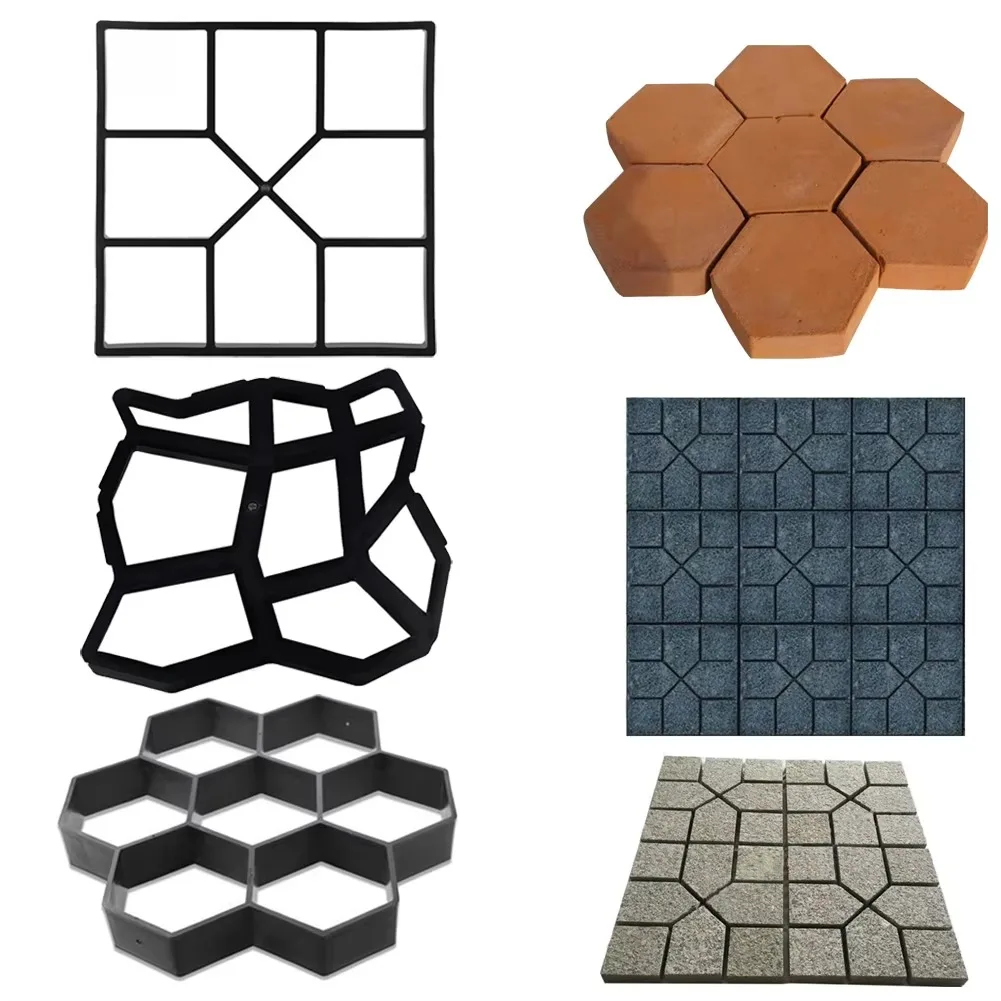 Garden Pavement Mold Walking Road Path Paving Brick Stone Concrete Mould DIY Plastic Garden Home Corridor Driveway Tool