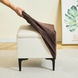 Leaf Jacquard Elastic Ottoman Slipcover - Solid Color Dustproof Footstool Cover (A7 Stool Cover)