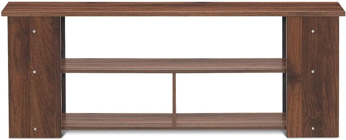 3-Tier TV Stand for up to 43" TVs, Modern Media Console Table with Solid Wood Frame & Open Storage Shelves – Walnut