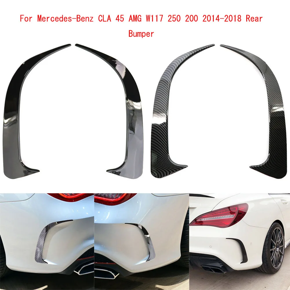 For Mercedes-Benz CLA 45 AMG W117 250 200 2014-Gloss Black ABS Rear Bumper Lip Spoiler Canards Vents