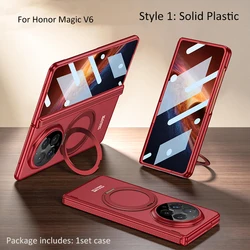 Magnetic Rotating Ring Holder Phone Case - Honor Magic V6 (Red V6)