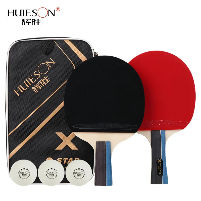 

Huieson 2Pcs/Set Classic 5 Ply Solid Wood Table Tennis Rackets Set Double Face Pimples-in Rubber Table Tennis Bats for Teenagers