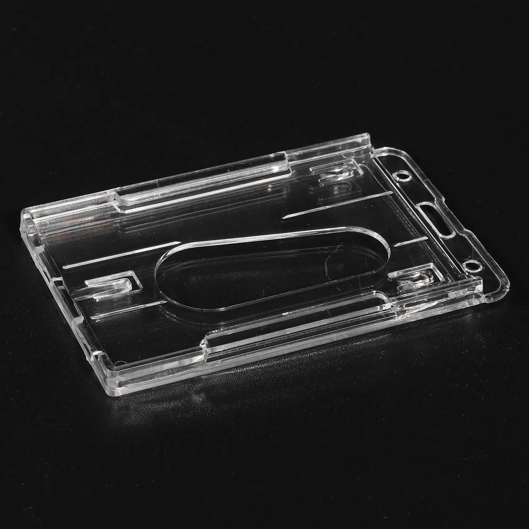 10X 수직 하드 플라스틱 배지 홀더 더블 카드 ID 멀티 투명 10X6cm