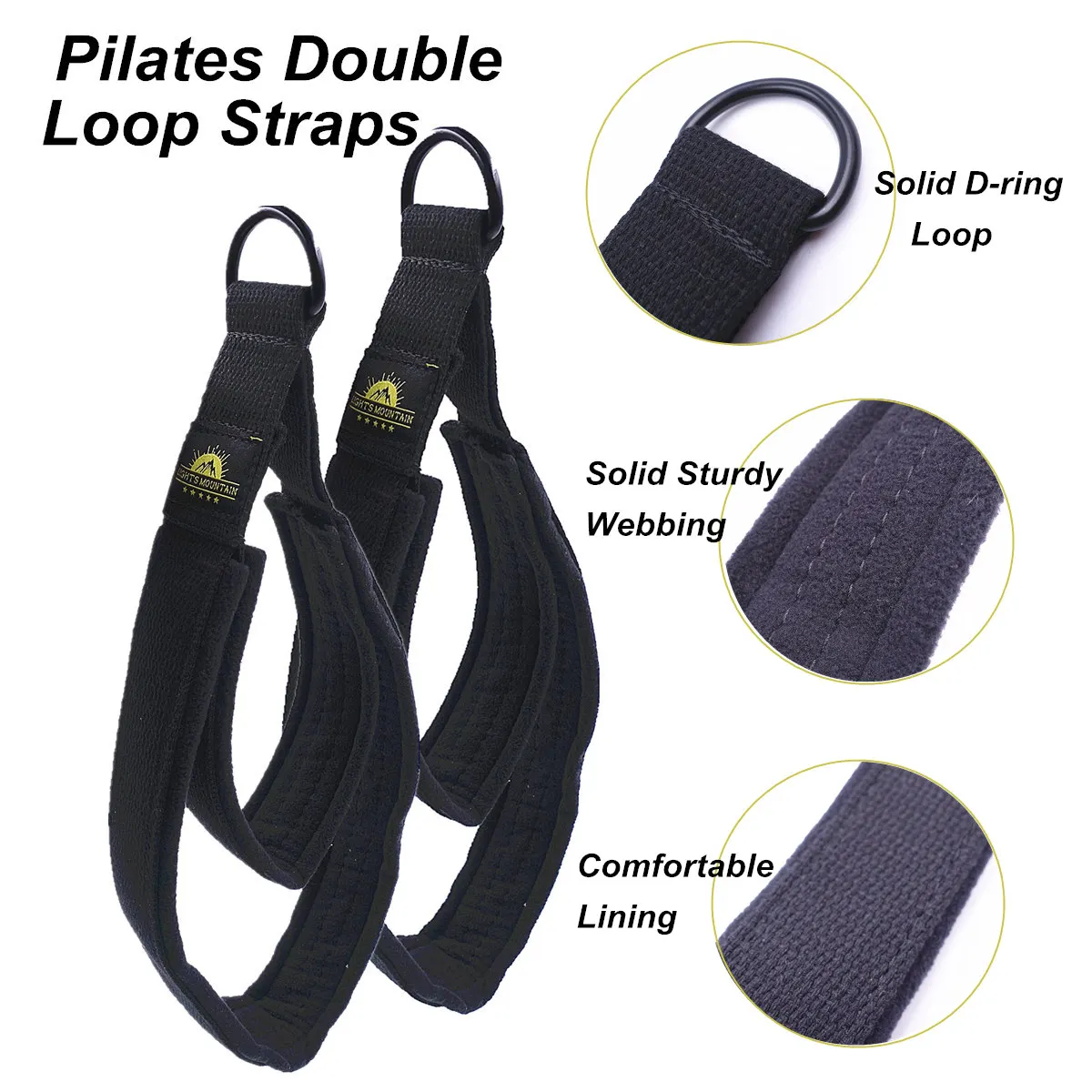 2 PCS Pilates Double Loop Straps for Pilate Reformer Fitness Yoga Straps  Handles Exercise Home Gym Workout Accessories