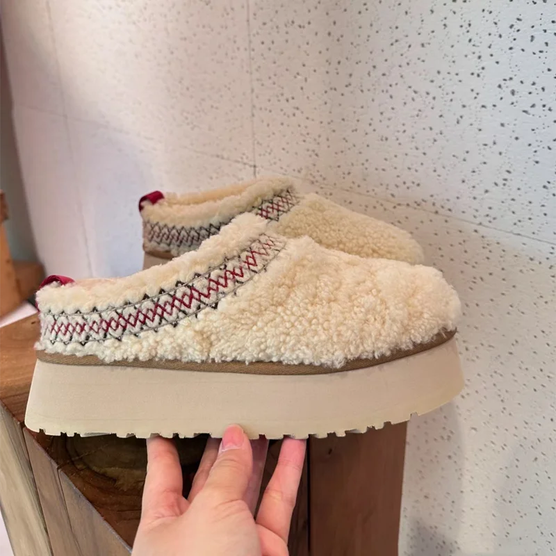 Fur Slippers Flats Platform Short Plush Cotton Winter for Women - true deals club