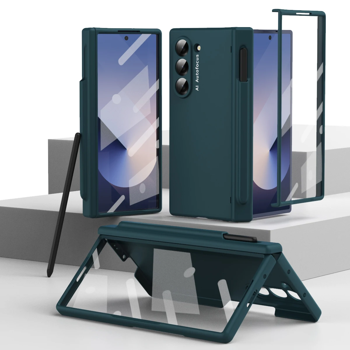 Custodia Flip Cover in Pelle di Lusso per Samsung Galaxy Z Fold 6 con Slot per Penna Pellicola Protettiva in Vetro per Schermo_voghion.com