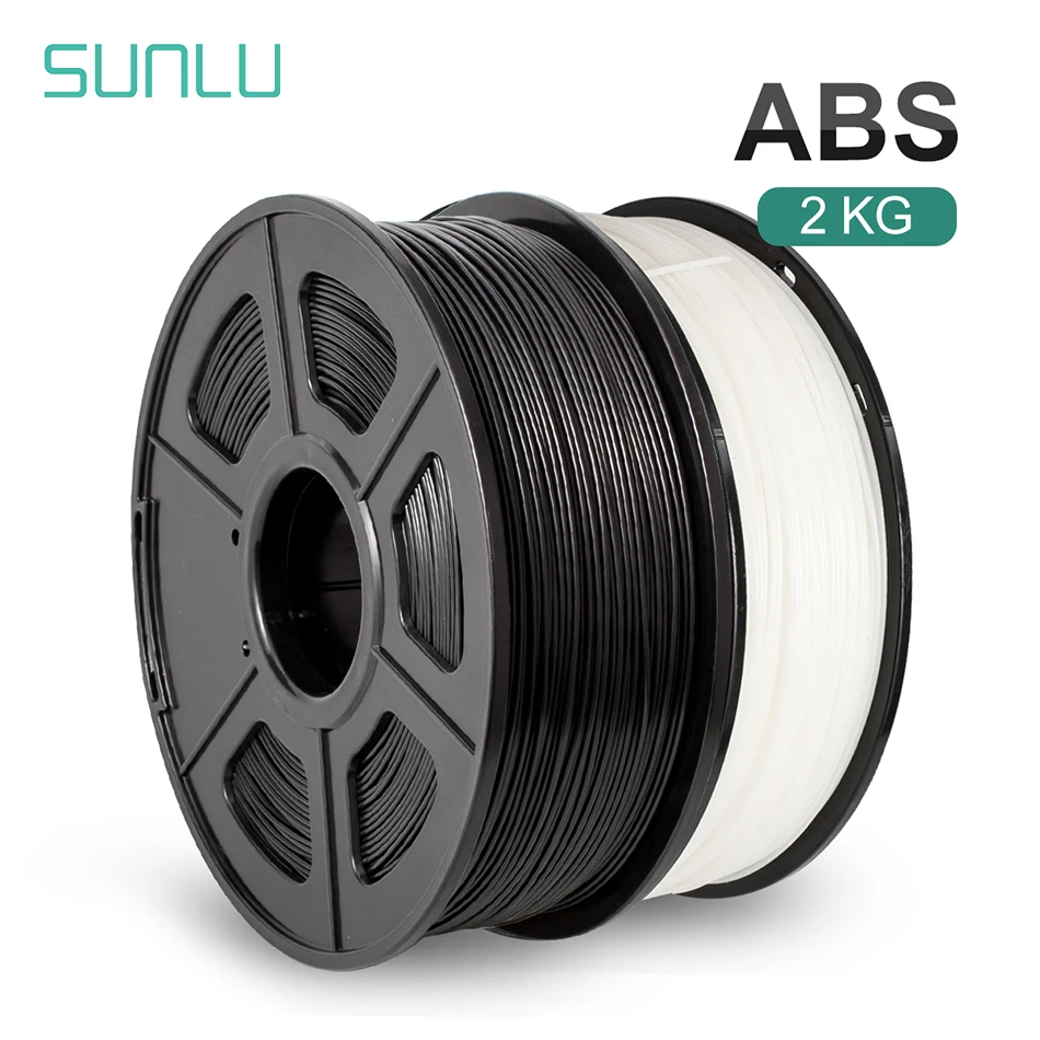 SUNLU ABS 3D Printer Filament 1.75MM 1KG*2Roll Good Toughness Excellent  Impact Strength Abrasion Performance Chemical Resistance