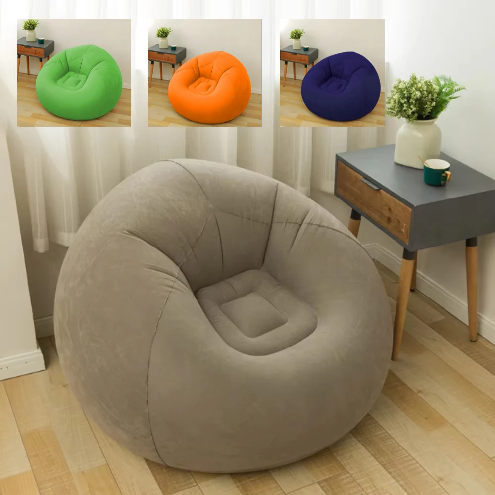 Lazy Inflatable Sofa Chairs Indoor Bedroom Lounge Bean Bag Chair Portable Folding For Outdoor Camping