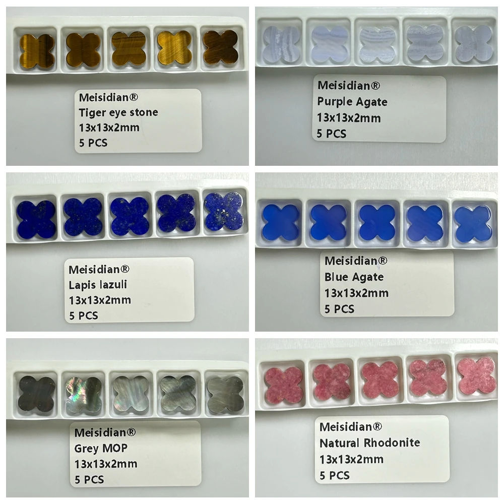 Loose Gemstones Mosangna 8-18mm Natural Malachite Onyx Red Agate White Mother Of Pearl Four Leaf Clover Stone